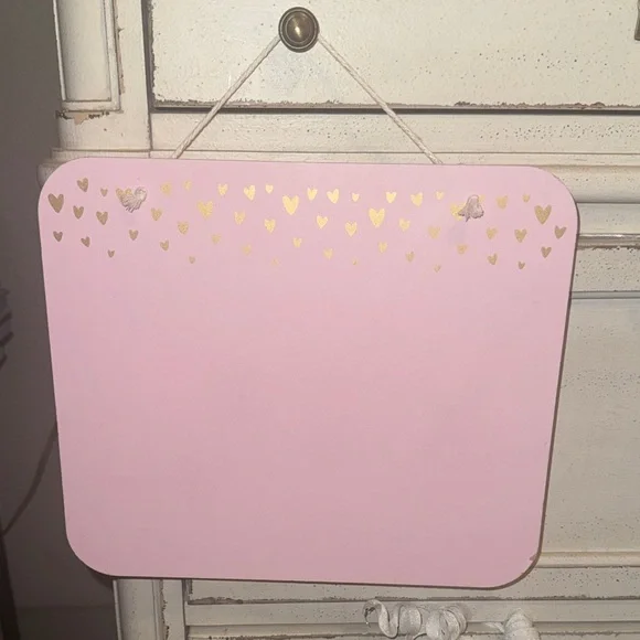 Pink Hanging Sign Gold Hearts Collage Board photo display sticky notes office - Picture 2 of 9